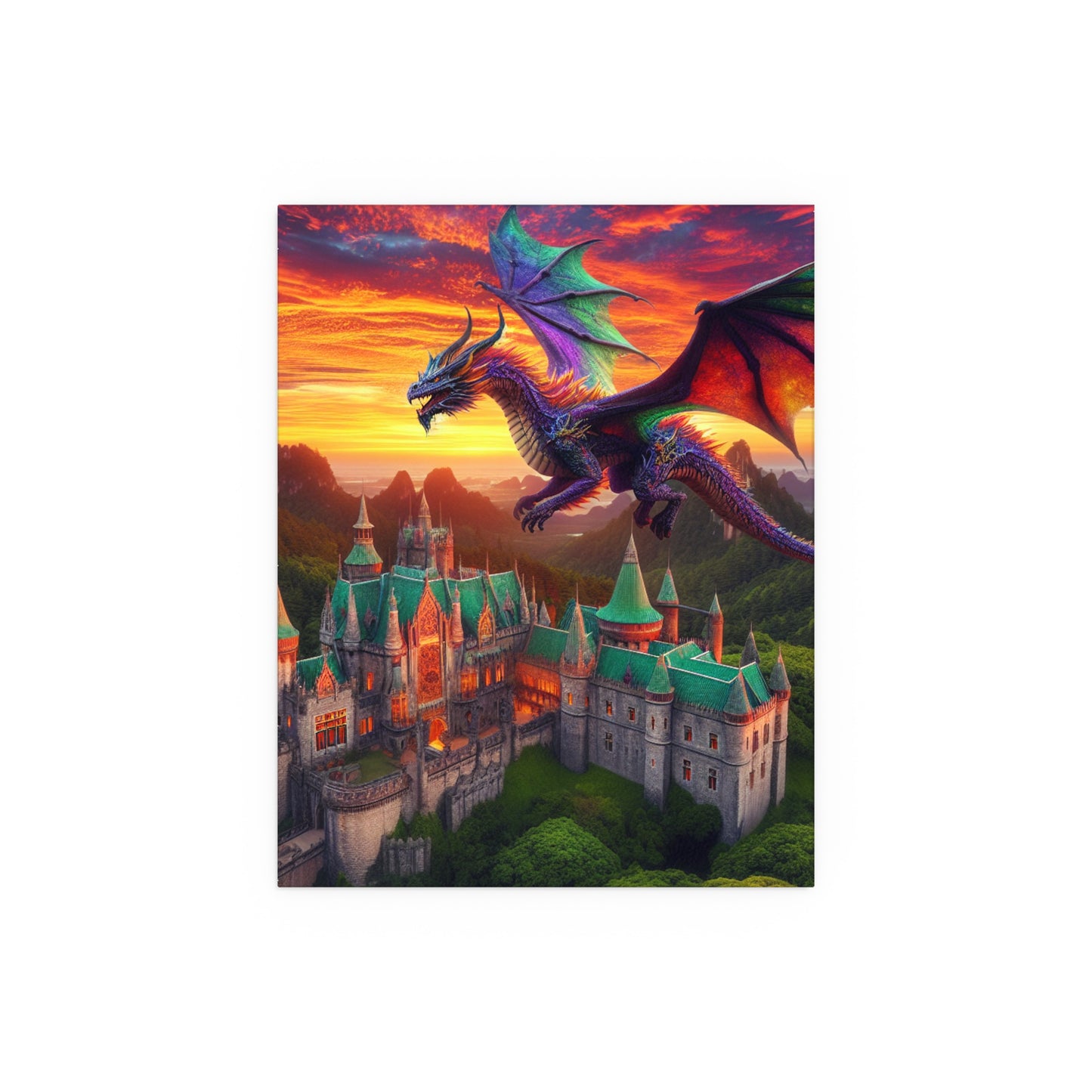 Silk Poster Dragon and Castle