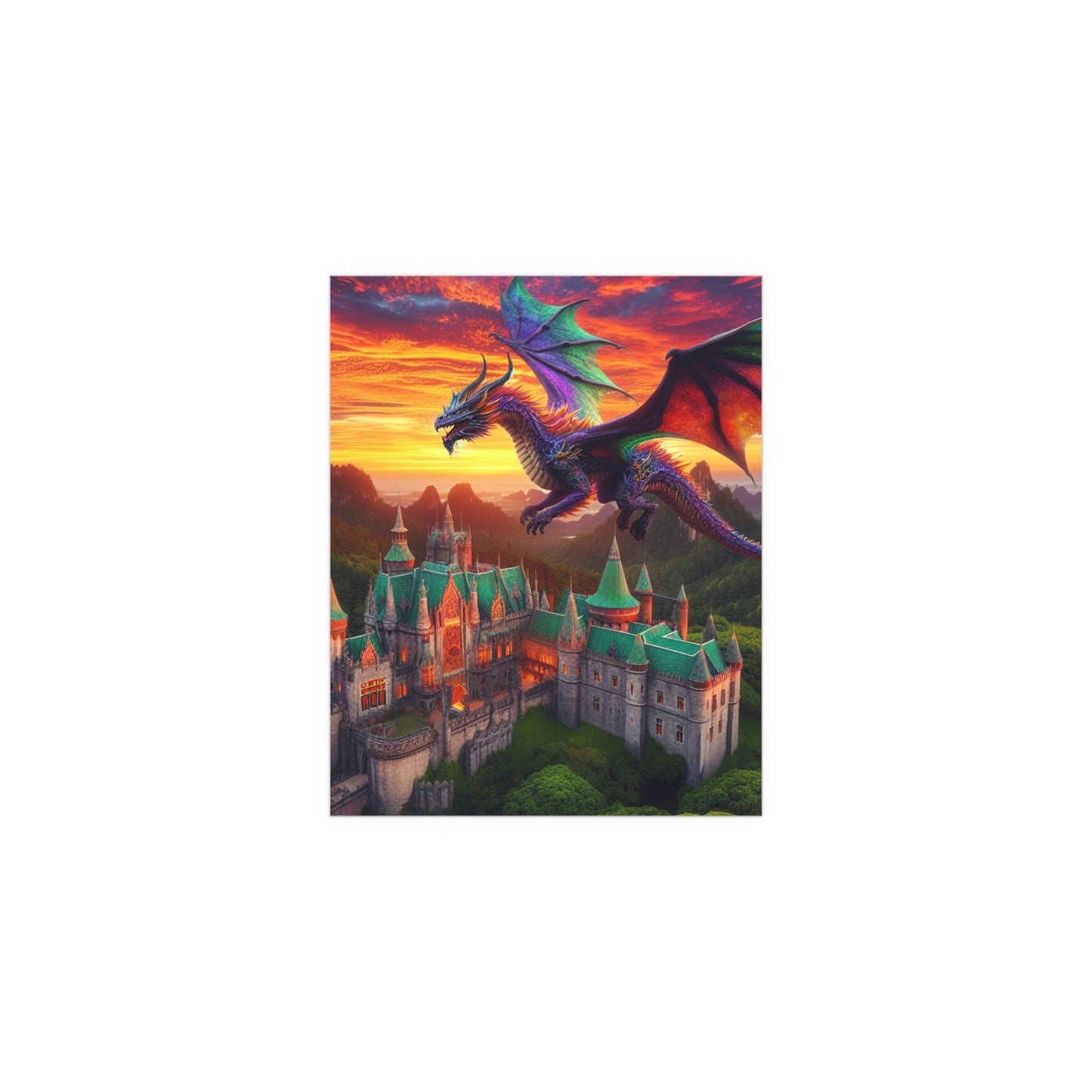 Silk Poster Dragon and Castle